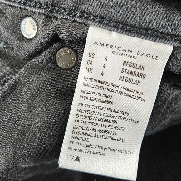 American Eagle Shorts Womens 4 Black High Rise Cut Offs Stretch Distressed Denim - Picture 8 of 16
